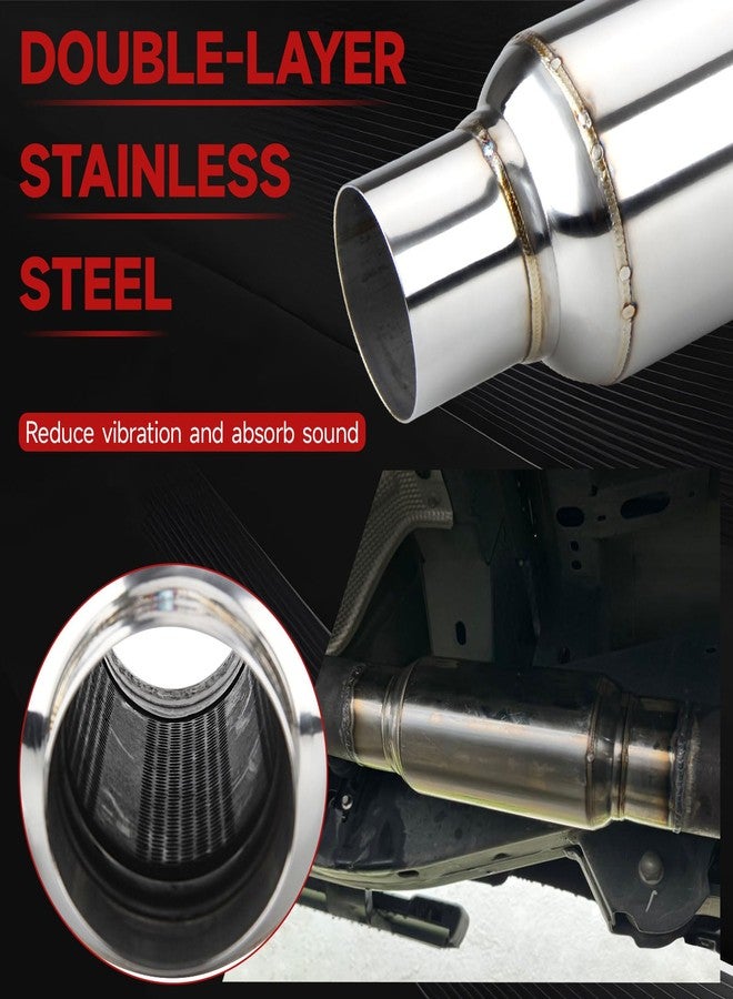 LCGP 2.5" inlet & outlet Universal Resonator, 16" Long Performance Muffler, Weld- On, Straight Through Design, Deep Tone - Image 3